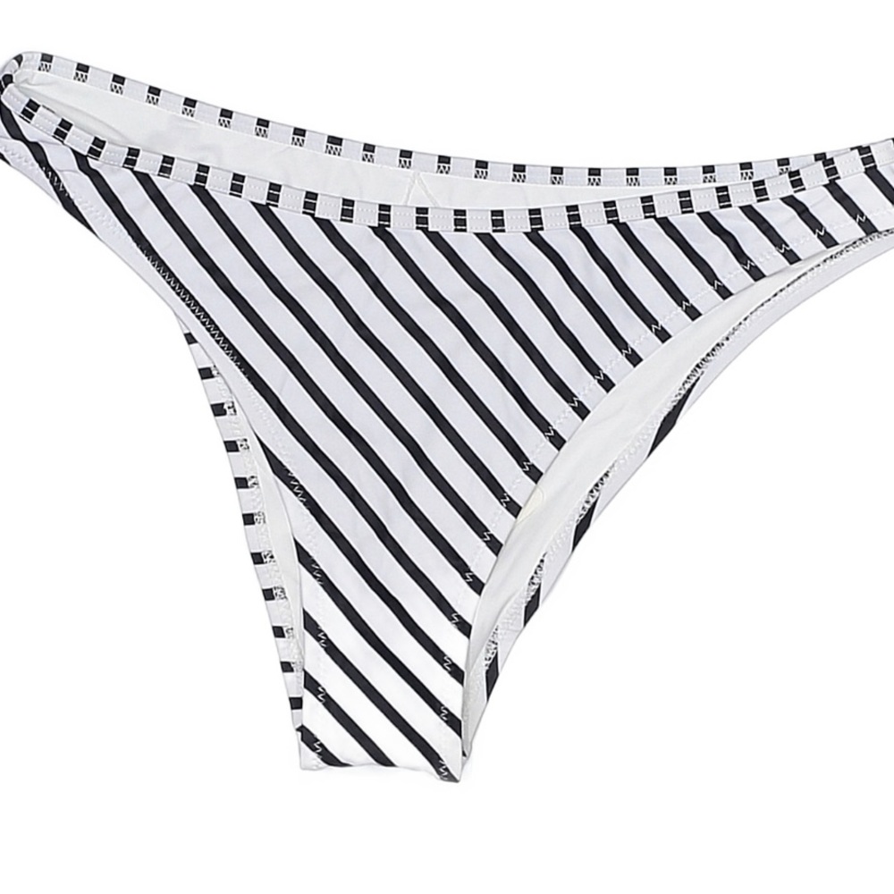 Cupshe white and black striped bikini bottoms size medium